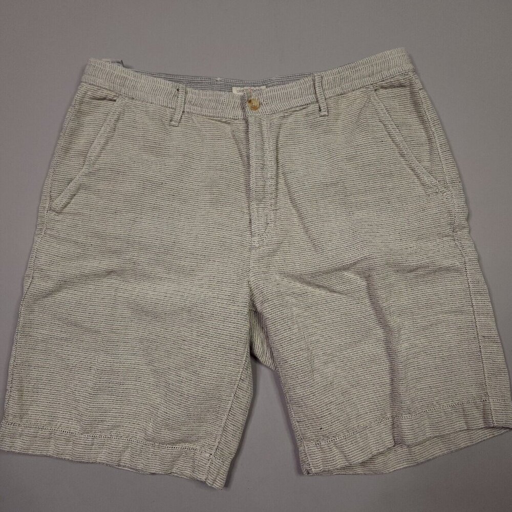 Carbon2Cobalt Herringbone Linen Cotton Blend Drawstring Chino Shorts Preppy 35